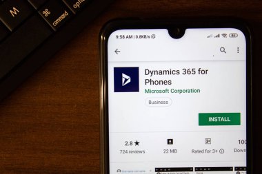 İvanovsk, Rusya-Temmuz 07, 2019: akıllı telefon veya tablet ekranında telefonlar uygulaması için Dymanics 365.