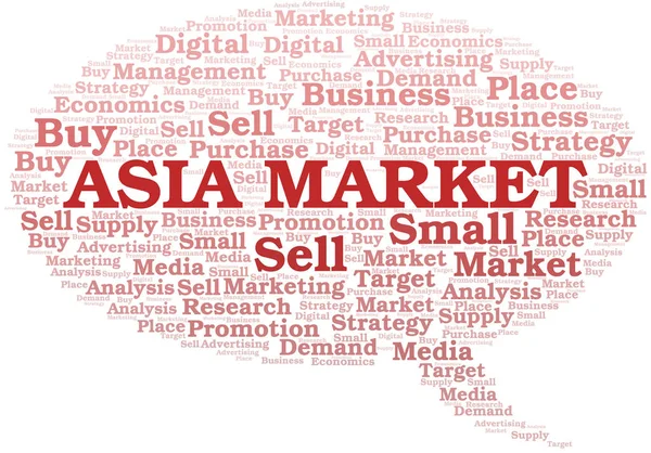 Asia Market nuage de mots. Vecteur réalisé uniquement avec du texte . — Image vectorielle