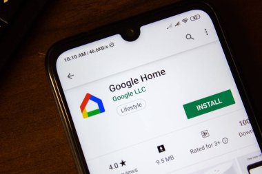 İvanovsk, Rusya-07 Temmuz 2019: akıllı telefon veya tablet ekranında Google Home uygulaması.