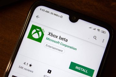 İvanovsk, Rusya-07 Temmuz 2019: Smartphone veya tabletin ekranında Xbox Beta uygulaması.