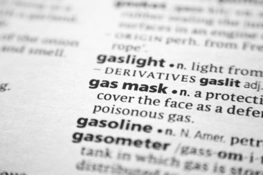 Kelime veya cümle bir sözlükte gaz maskesi.