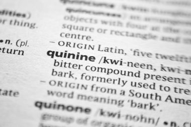 Bir sözlükte kelime veya cümle Quinine.