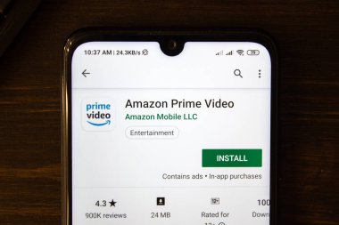 Ivanovsk, Rusya - 21 Temmuz 2019: Akıllı telefon ekranında Amazon Prime Video uygulaması.