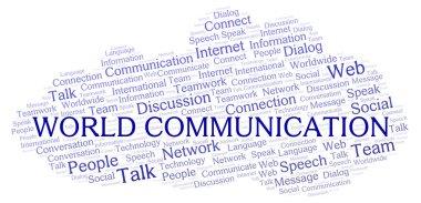 Dünya iletişim kelime bulutu.
