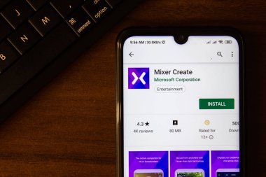 İvanovsk, Rusya-Temmuz 07, 2019: Mixer akıllı telefon veya tablet ekranında uygulama oluşturma.