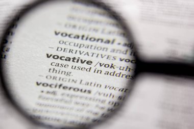 Bir sözlükte kelime veya cümle Vocative.