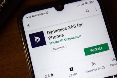 İvanovsk, Rusya-Temmuz 07, 2019: akıllı telefon veya tablet ekranında telefonlar uygulaması için Dymanics 365.