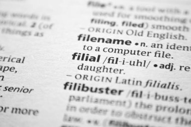 Kelime veya cümle filial bir sözlük.