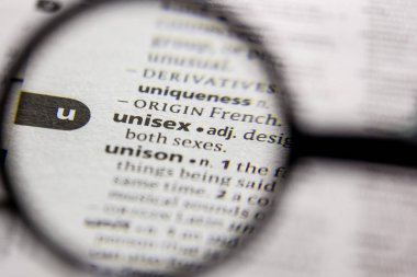 Kelime veya cümle Unisex bir sözlük.