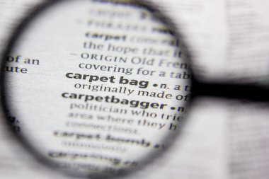 Kelime veya cümle bir sözlük halı çantası.