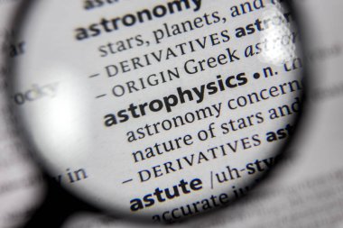 Bir sözlükte kelime veya cümle Astrofizik.