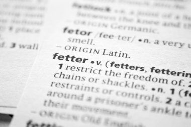 Sözlükte kelime veya cümle Fetter.