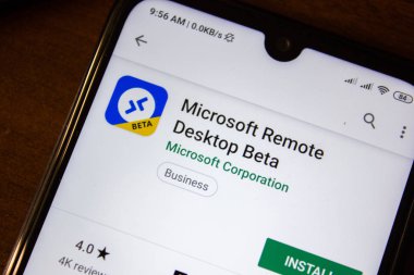 İvanovsk, Rusya-07 Temmuz 2019: akıllı telefon veya tablet ekranında Microsoft Uzak Masaüstü Beta uygulaması.