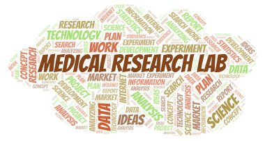 Tıbbi araştırma laboratuvarı kelime bulutu.