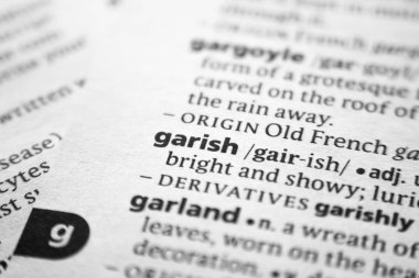 Kelime veya cümle Garish bir sözlük.