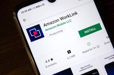 Ivanovsk, Rusya - 21 Temmuz 2019: Amazon WorkLink uygulaması akıllı telefon ekranında.