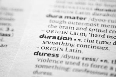 Sözlükte sözcük veya ifade süresi.