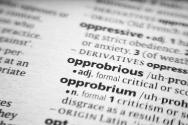 Kelime veya cümle bir sözlükte Opprobrious.