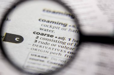 Kelime veya cümle kaba bir sözlük.