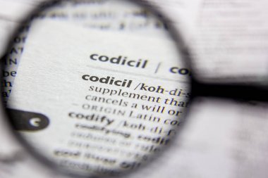 Sözlükte kelime veya cümle Codicil.