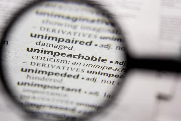 Parola o frase Unimpeachable in un dizionario . — Foto Stock