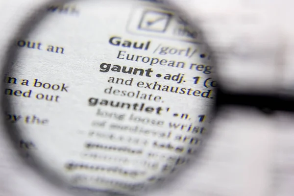 Woord of woordgroep Gaunt in een woordenboek. — Stockfoto