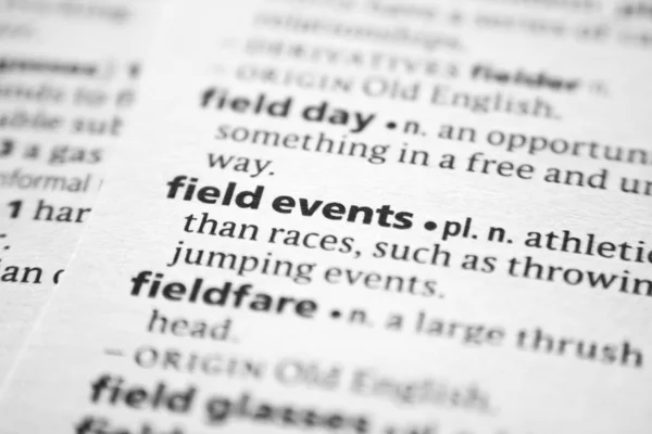 Word or phrase Field events in a dictionary. — Stock Photo, Image