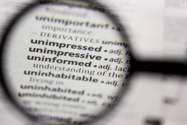 Word or phrase Unimpressive in a dictionary. — Stock Photo, Image