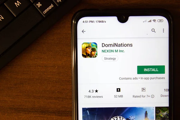 İvanovsk, Rusya-Temmuz 07, 2019: akıllı telefon veya tablet ekranında Dominations uygulaması.