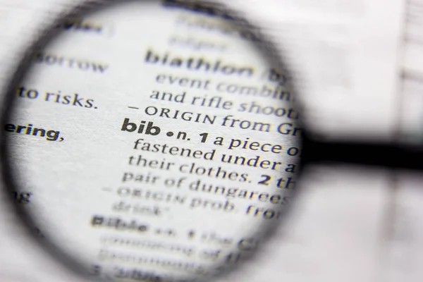 Palavra ou frase Bib em um dicionário . — Fotografia de Stock