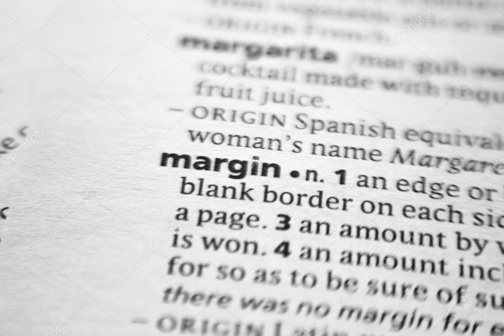 Word or phrase Margin in a dictionary.
