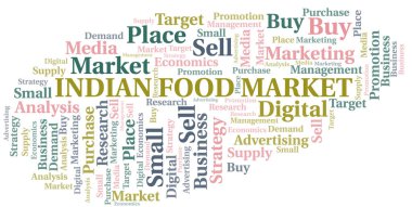 Hint Gıda piyasası kelime bulutu. Yalnızca metin ile yapılan vektör.