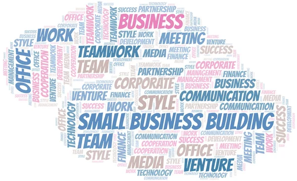 Small Business Building word cloud. Collage made with text only. — Stock Vector