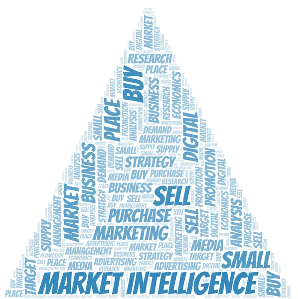 Nuage de mots Market Intelligence. Vecteur réalisé uniquement avec du texte . — Image vectorielle