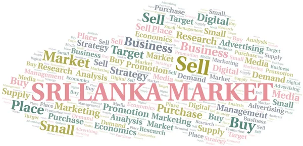 Sri Lanka Nube de palabras del mercado. Vector hecho solo con texto . — Vector de stock