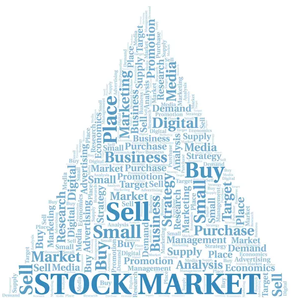 Tőzsdepiac szófelhő. Csak szöveggel készített vektor. — Stock Vector