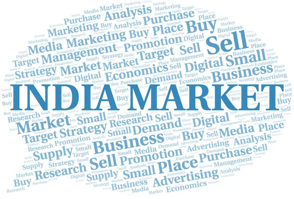 India Market kelime bulutu. Yalnızca metin ile yapılan vektör.