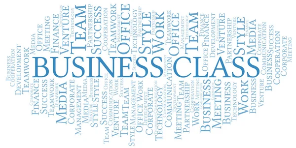 Business Class Word Cloud. Collage nur mit Text. — Stockvektor