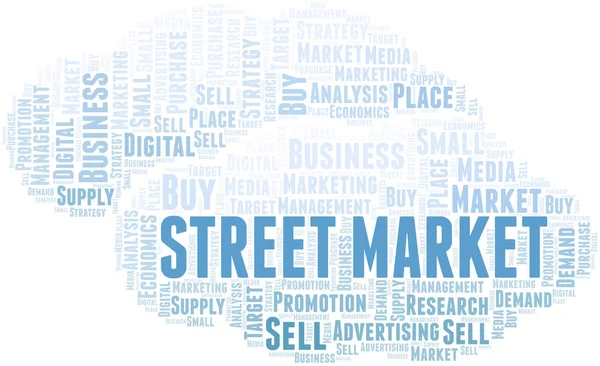 Street Market nuage de mots. Vecteur réalisé uniquement avec du texte . — Image vectorielle