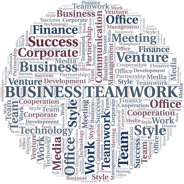 Business Teamwork word cloud. Collage made with text only. — Stock Vector