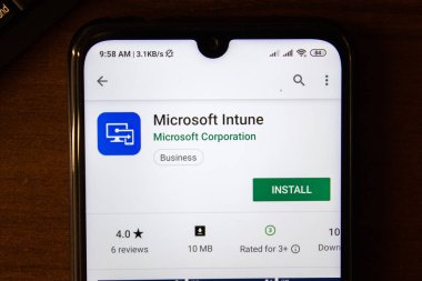 İvanovsk, Rusya-07 Temmuz 2019: akıllı telefon veya tablet ekranında Microsoft Intune uygulaması.