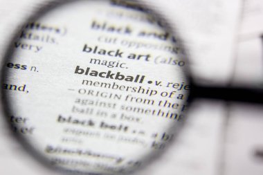 Kelime veya cümle Blackball bir sözlük.