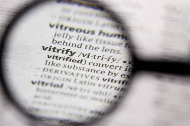 Kelime veya cümle Vitrify bir sözlük.