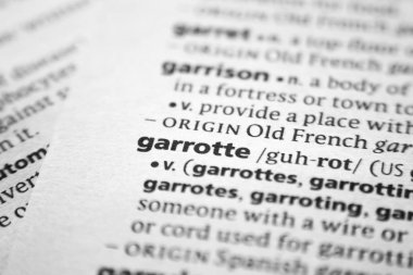 Kelime veya cümle garrotte bir sözlük.
