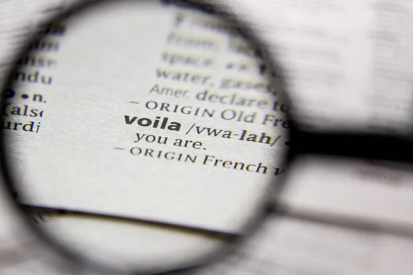 Mot ou phrase Voila dans un dictionnaire . — Photo