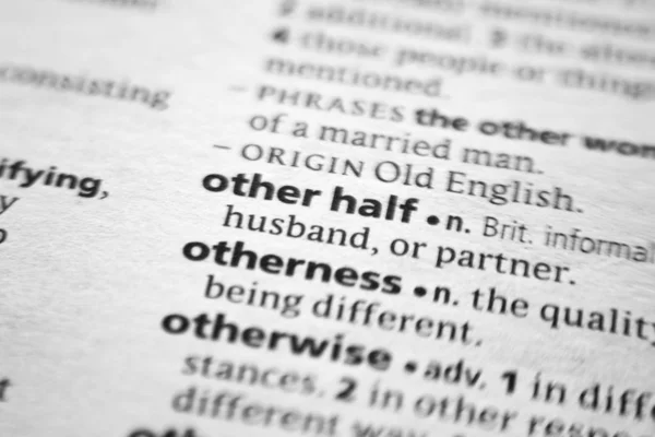 Word or phrase Other half in a dictionary. — Stock Photo, Image