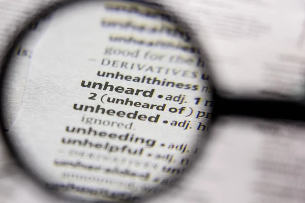 Word or phrase Unheard in a dictionary. — Stock Photo, Image