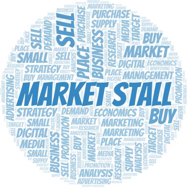 Market Stall kelime bulutu. Yalnızca metin ile yapılan vektör.