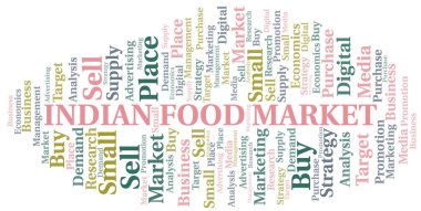 Hint Gıda piyasası kelime bulutu. Yalnızca metin ile yapılan vektör.