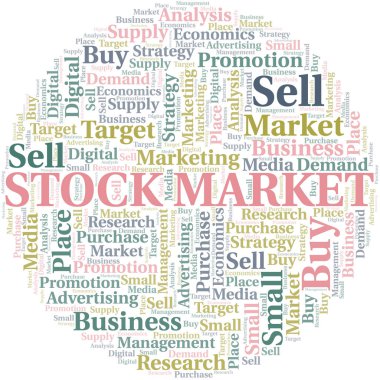 Stock Market kelime bulutu. Yalnızca metin ile yapılan vektör.